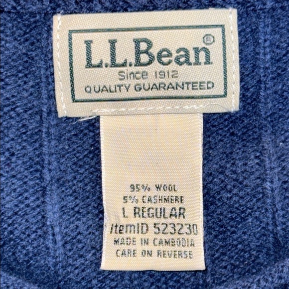 LL Bean Wool/ Cashmere Blend Rib Knit Crew Neck Sweater SZ Large - Picture 6 of 6